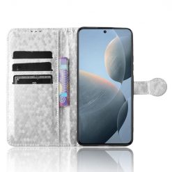 Lacné Kryty | Peňaženkové puzdro Honeycomb Dot Texture Case strieborné – Xiaomi Poco X6 Pro | Lacné Kryty