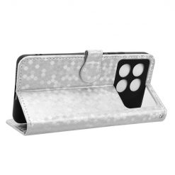 Lacné Kryty | Peňaženkové puzdro Honeycomb Dot Texture Case strieborné – Xiaomi Poco X6 Pro | Lacné Kryty