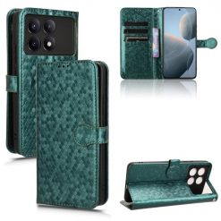 Lacné Kryty | Peňaženkové puzdro Honeycomb Dot Texture Case zelené – Xiaomi Poco X6 Pro | Lacné Kryty