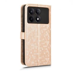Lacné Kryty | Peňaženkové puzdro Honeycomb Dot Texture Case zlaté – Xiaomi Poco X6 Pro | Lacné Kryty