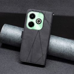 Lacné Kryty | Knižkové puzdro Rhombus čierne – Infinix Hot 40 Pro | Lacné Kryty