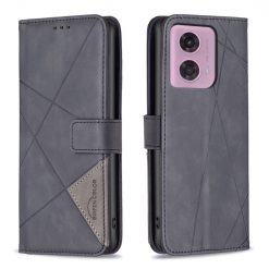 Lacné Kryty | Knižkové puzdro Rhombus čierne – Motorola Moto G04 / G24 / E14 | Lacné Kryty
