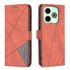 Lacné Kryty | Knižkové puzdro Rhombus hnedé – Infinix Hot 40i | Lacné Kryty