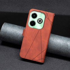 Lacné Kryty | Knižkové puzdro Rhombus hnedé – Infinix Hot 40i | Lacné Kryty