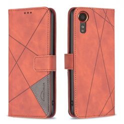 Knižkové puzdro Rhombus hnedé – Samsung Galaxy Xcover 7 | Lacné Kryty Lacné Kryty | Knižkové puzdro Rhombus hnedé – Samsung Galaxy Xcover 7 | Lacné Kryty