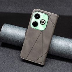 Lacné Kryty | Knižkové puzdro Rhombus sivé – Infinix Hot 40 Pro | Lacné Kryty