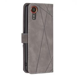 Lacné Kryty | Knižkové puzdro Rhombus sivé – Samsung Galaxy Xcover 7 | Lacné Kryty