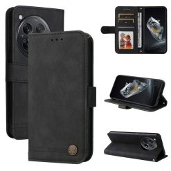 Lacné Kryty | Knižkové puzdro Skin Feel case čierne – OnePlus 12R | Lacné Kryty