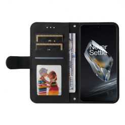Lacné Kryty | Knižkové puzdro Skin Feel case čierne – OnePlus 12R | Lacné Kryty