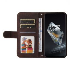 Lacné Kryty | Knižkové puzdro Skin Feel case hnedé – OnePlus 12R | Lacné Kryty