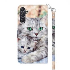 Lacné Kryty | Knižkové puzdro Trendy Cross case Mačka a mačiatko – Samsung Galaxy A55 5G | Lacné Kryty