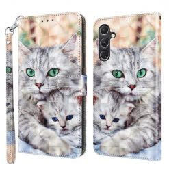Lacné Kryty | Knižkové puzdro Trendy Cross case Mačka a mačiatko – Samsung Galaxy A55 5G | Lacné Kryty