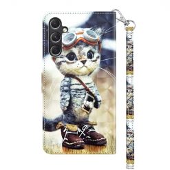 Lacné Kryty | Knižkové puzdro Trendy Cross case Mačka – Samsung Galaxy A55 5G | Lacné Kryty