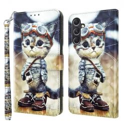 Lacné Kryty | Knižkové puzdro Trendy Cross case Mačka – Samsung Galaxy A55 5G | Lacné Kryty