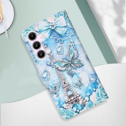Lacné Kryty | Knižkové puzdro Trendy Cross case Motýľ a Paríž – Samsung Galaxy A55 5G | Lacné Kryty