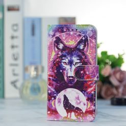 Lacné Kryty | Knižkové puzdro Trendy Cross case Vlk a mesiac – Samsung Galaxy A55 5G | Lacné Kryty