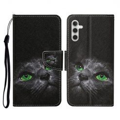 Lacné Kryty | Knižkové puzdro Trendy Cross case Zelenooká mačka – Samsung Galaxy A55 5G | Lacné Kryty