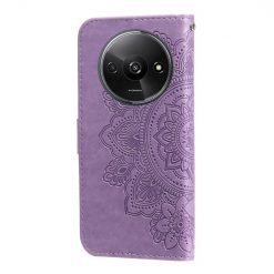 Lacné Kryty | Peňaženkové puzdro Embossing Pattern Flowery Mandala fialové – Xiaomi Redmi A3 | Lacné Kryty