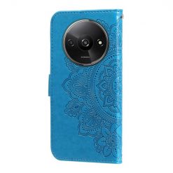Lacné Kryty | Peňaženkové puzdro Embossing Pattern Flowery Mandala modré – Xiaomi Redmi A3 | Lacné Kryty