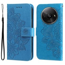 Lacné Kryty | Peňaženkové puzdro Embossing Pattern Flowery Mandala modré – Xiaomi Redmi A3 | Lacné Kryty