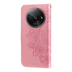 Lacné Kryty | Peňaženkové puzdro Embossing Pattern Flowery Mandala ružové – Xiaomi Redmi A3 | Lacné Kryty