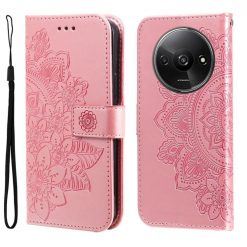Lacné Kryty | Peňaženkové puzdro Embossing Pattern Flowery Mandala ružové – Xiaomi Redmi A3 | Lacné Kryty