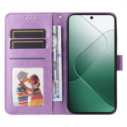 Peňaženkové puzdro Embossing Pattern Slnečnica fialové – Xiaomi 14 | Lacné Kryty Lacné Kryty | Peňaženkové puzdro Embossing Pattern Slnečnica fialové – Xiaomi 14 | Lacné Kryty