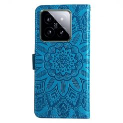Lacné Kryty | Peňaženkové puzdro Embossing Pattern Slnečnica modré – Xiaomi 14 | Lacné Kryty