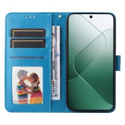 Lacné Kryty | Peňaženkové puzdro Embossing Pattern Slnečnica modré – Xiaomi 14 | Lacné Kryty