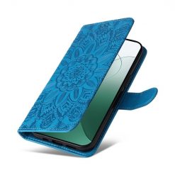 Lacné Kryty | Peňaženkové puzdro Embossing Pattern Slnečnica modré – Xiaomi 14 | Lacné Kryty