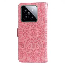 Lacné Kryty | Peňaženkové puzdro Embossing Pattern Slnečnica ružové – Xiaomi 14 | Lacné Kryty