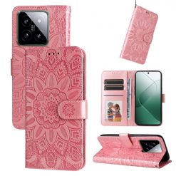 Lacné Kryty | Peňaženkové puzdro Embossing Pattern Slnečnica ružové – Xiaomi 14 | Lacné Kryty