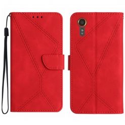 Lacné Kryty | Peňaženkové puzdro Embossing Pattern Stitchy case červené – Samsung Galaxy Xcover 7 | Lacné Kryty