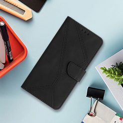 Lacné Kryty | Peňaženkové puzdro Embossing Pattern Stitchy case čierne – Xiaomi 14 Ultra | Lacné Kryty