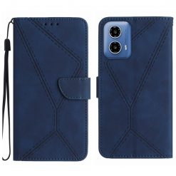 Lacné Kryty | Peňaženkové puzdro Embossing Pattern Stitchy case modré – Motorola Moto G34 5G | Lacné Kryty