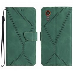 Lacné Kryty | Peňaženkové puzdro Embossing Pattern Stitchy case zelené – Samsung Galaxy Xcover 7 | Lacné Kryty