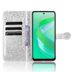 Peňaženkové puzdro Honeycomb Dot Texture Case strieborné – Infinix Smart 8 | Lacné Kryty Lacné Kryty | Peňaženkové puzdro Honeycomb Dot Texture Case strieborné – Infinix Smart 8 | Lacné Kryty