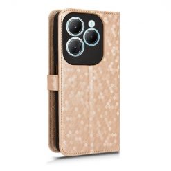 Lacné Kryty | Peňaženkové puzdro Honeycomb Dot Texture Case zlaté – Infinix Hot 40 Pro | Lacné Kryty