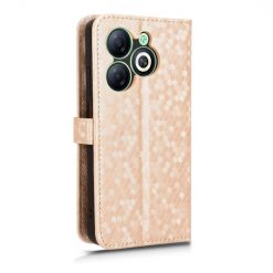 Lacné Kryty | Peňaženkové puzdro Honeycomb Dot Texture Case zlaté – Infinix Smart 8 | Lacné Kryty