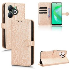 Lacné Kryty | Peňaženkové puzdro Honeycomb Dot Texture Case zlaté – Infinix Smart 8 | Lacné Kryty