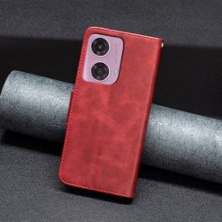 Lacné Kryty | Peňaženkové puzdro Retro Lambskin červené – Motorola Moto G04 / G24 | Lacné Kryty