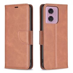 Peňaženkové puzdro Retro Lambskin hnedé – Motorola Moto G04 / G24 | Lacné Kryty Lacné Kryty | Peňaženkové puzdro Retro Lambskin hnedé – Motorola Moto G04 / G24 | Lacné Kryty
