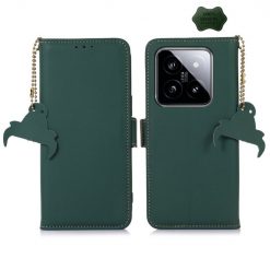 Lacné Kryty | Peňaženkové puzdro RFID Leather case zelené – Xiaomi 14 | Lacné Kryty