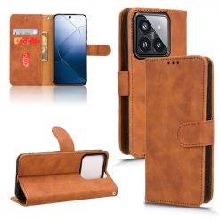 Lacné Kryty | Peňaženkové puzdro Solid hnedé – Xiaomi 14 | Lacné Kryty