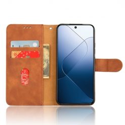Lacné Kryty | Peňaženkové puzdro Solid hnedé – Xiaomi 14 | Lacné Kryty