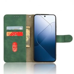 Lacné Kryty | Peňaženkové puzdro Solid zelené – Xiaomi 14 | Lacné Kryty