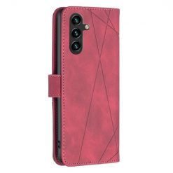 Lacné Kryty | Knižkové puzdro Rhombus červené – Samsung Galaxy A55 5G | Lacné Kryty