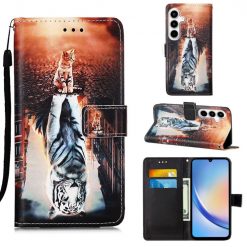 Lacné Kryty | Knižkové puzdro Trendy Cross case Mačka a tiger – Samsung Galaxy A35 5G | Lacné Kryty