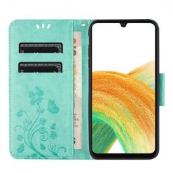 Peňaženkové puzdro Embossing Pattern Motýľ a kvet zelené – Samsung Galaxy A35 5G | Lacné Kryty Lacné Kryty | Peňaženkové puzdro Embossing Pattern Motýľ a kvet zelené – Samsung Galaxy A35 5G | Lacné Kryty