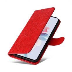 Lacné Kryty | Peňaženkové puzdro Embossing Pattern Slnečnica červené – Oppo Reno 11 F 5G | Lacné Kryty